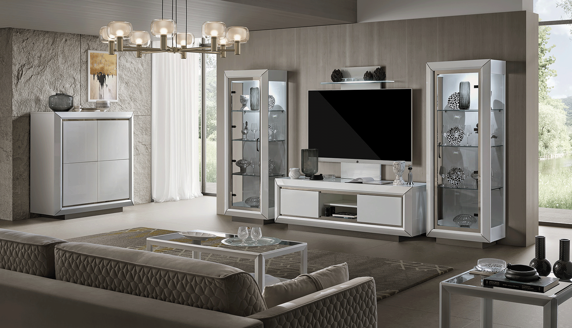 Brands MSC Modern Wall Unit, Italy Elite WHITE Entertainment center Additional items