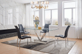 Zig Zag Dining Table with 365 Black Chairs